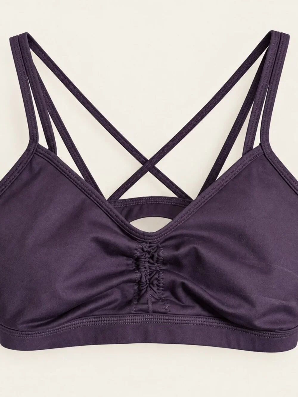JoyLab Purple Ruched Caged Back Sports Bra Large